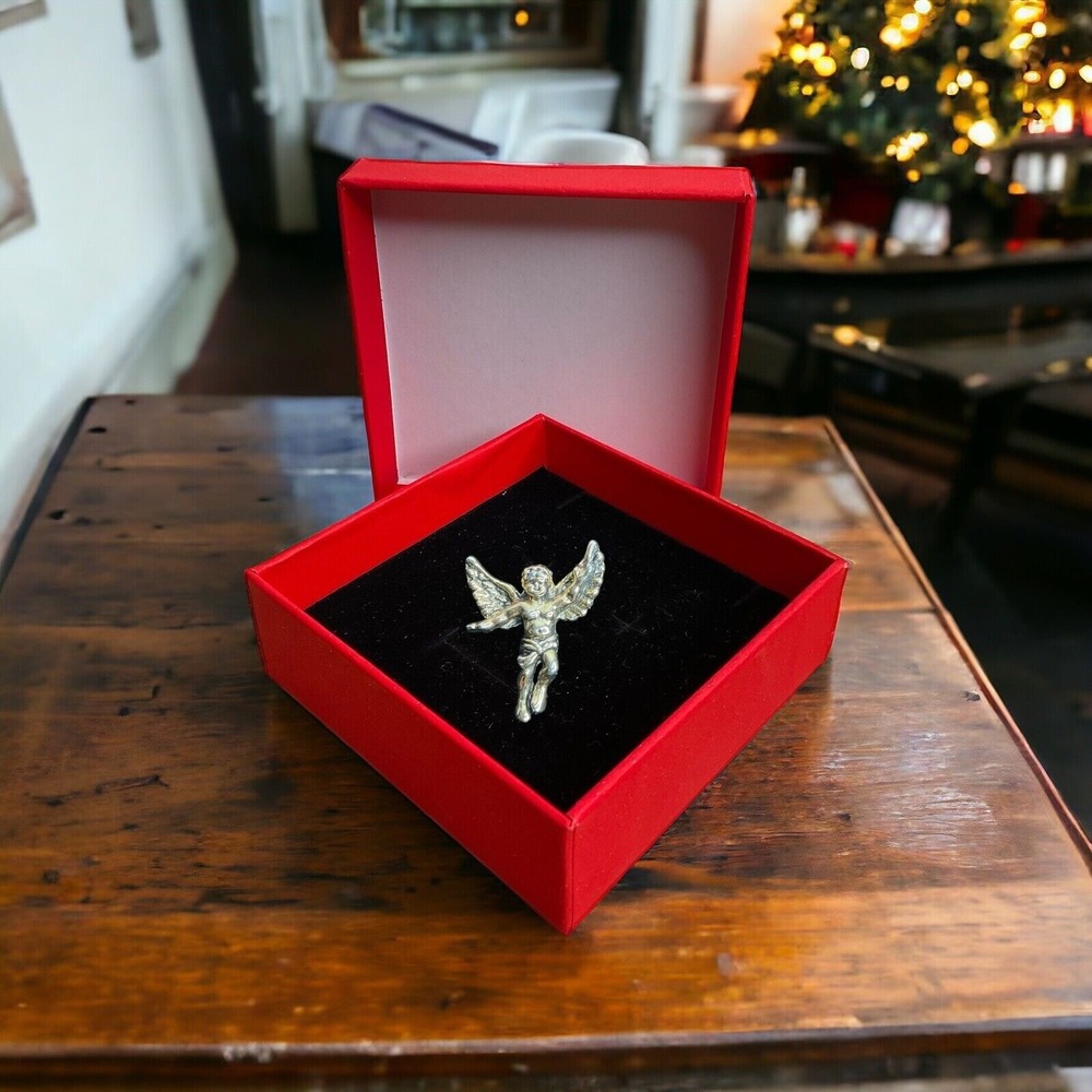 Vintage Lapel Pin Guardian Angel Gold Tone USA